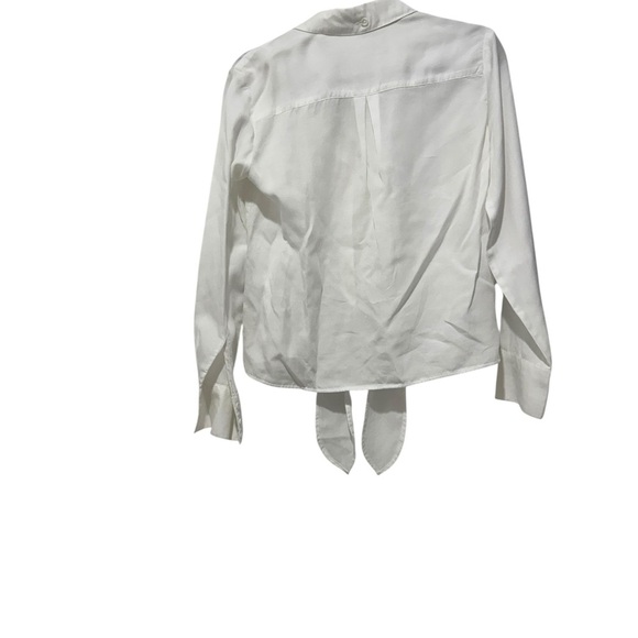 Cloth & Stone White Button Up Front Tie Collared Top Blouse, Size XS - Picture 8 of 10
